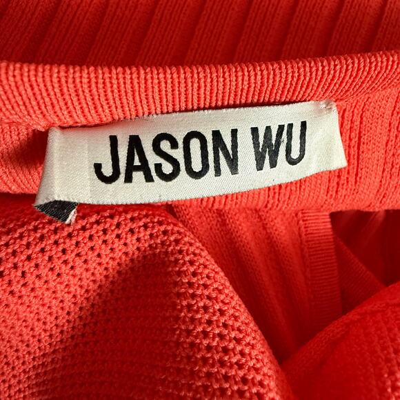 Jason Wu Ember Knit Midi Dress Size Small Viscose Blend Coral Orange Sleeveless - Picture 5 of 11